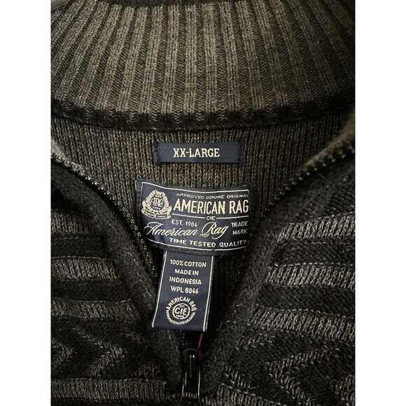 American Rag Mens Black 2XL XXL Quarter Zip Pullover Ribbed  Sweater - Picture 2 of 9